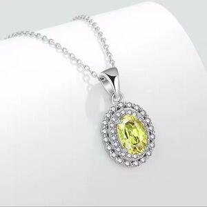 Dazzling S925 Silver Necklace with Yellow Gemstone Pendant
